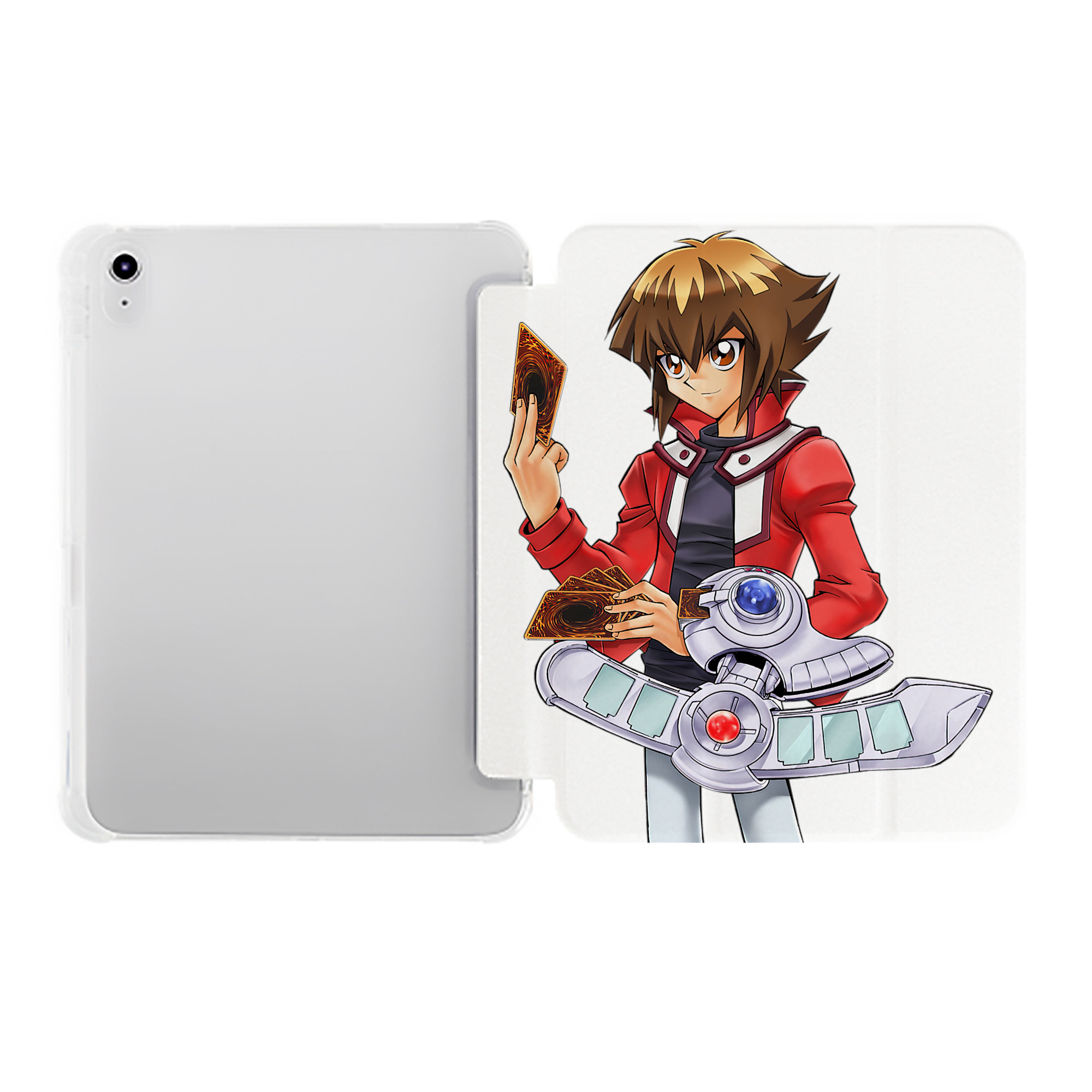 （画像用） 遊☆戯☆王 Yu-Gi-Oh! IPad ケース ペン収納付き 三つ折りスタンド PUレザー×シリコン 対応機種9.5/10.5/10.9インチ
